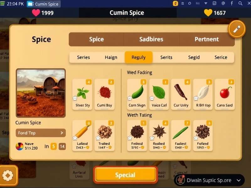 Cumin Spice Pro gameplay screenshot showing spice market